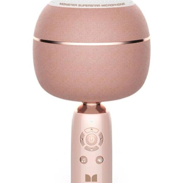 Micro Karaoke kèm Loa hãng Monster M97 (Mỹ ), 26W,Bluetooth 5.0,TWS kết nối 2 mic - Phiên bản mầu hồng