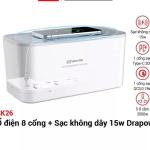 Hộp ổ điện thông minh Drapow SK26, 5 ổ cắm 220v, cổng sạc C 20W, sạc không dây 15w