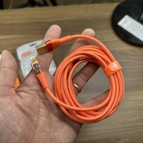 Cáp sạc A to L chính hãng Toocki mầu Cam cực đẹp, dài 2m. BH 03 tháng 1 đổi 1